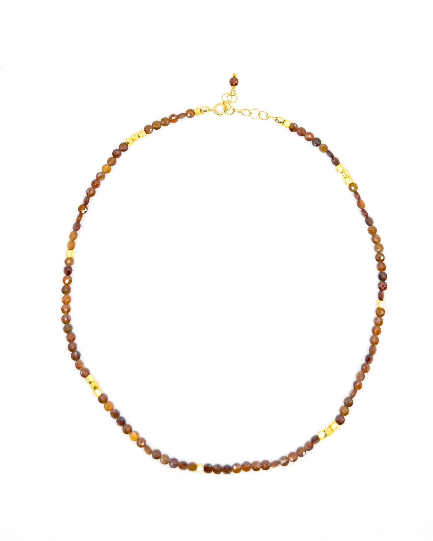 Brown Garnet Gemstone Beaded Necklace