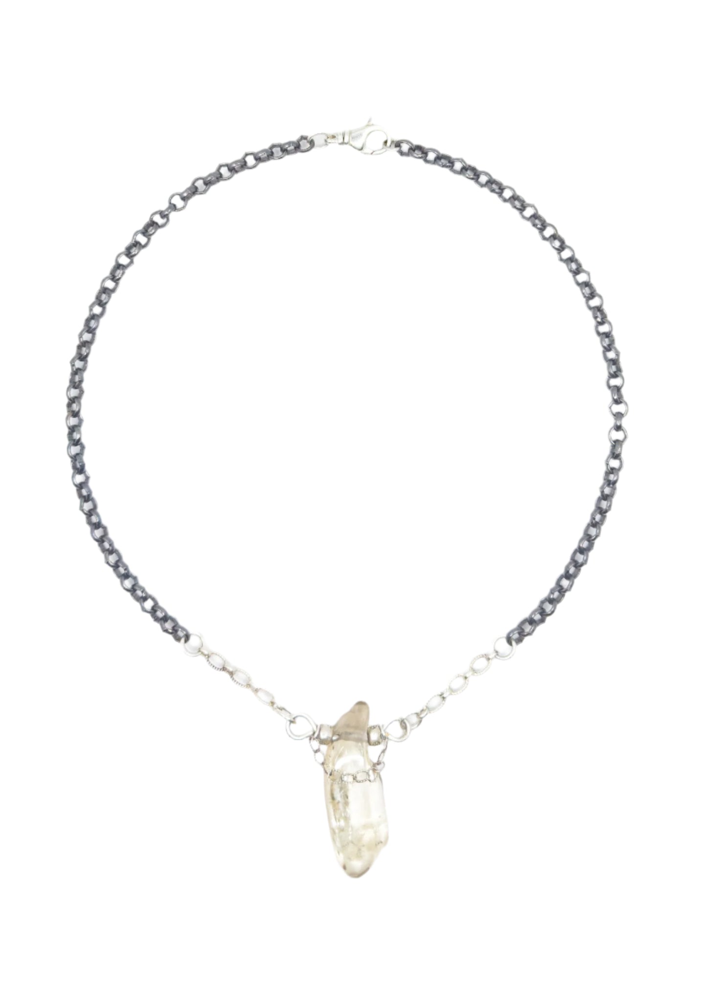 Citrine and Two-Toned Sterling Silver Necklace