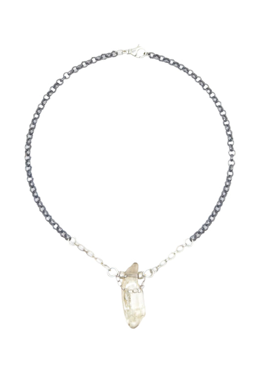 Citrine and Two-Toned Sterling Silver Necklace