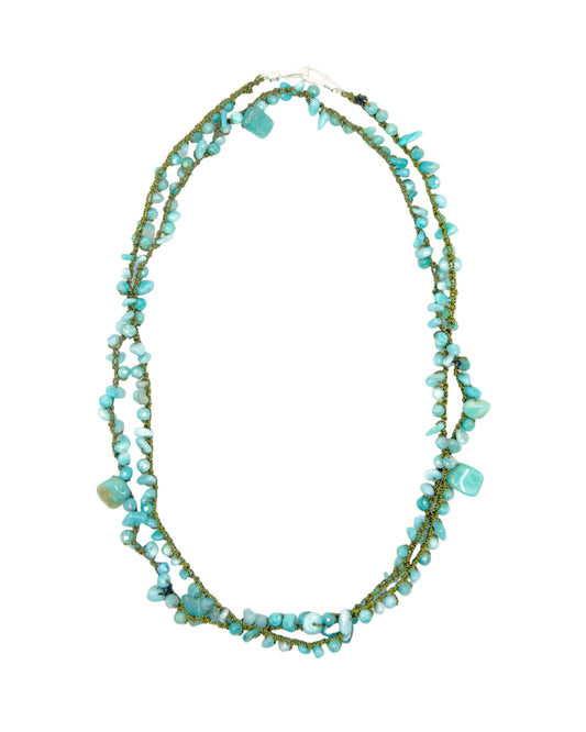 Hand-Crocheted Amazonite Double-Wrap Necklace
