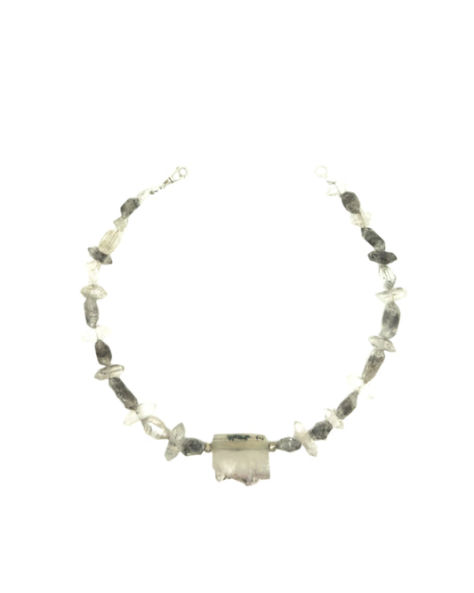 Double Terminated Herkimer Quartz Necklace with Quartz Pendant