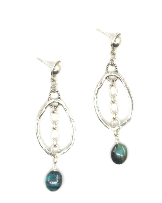 Sterling Silver and Peruvian Opal Drop Earrings