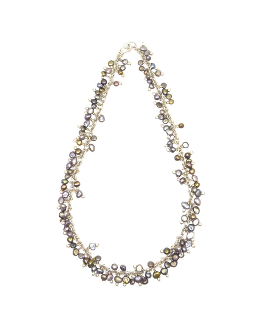 Elegant Tahitian Pearl and Sterling Silver Necklace