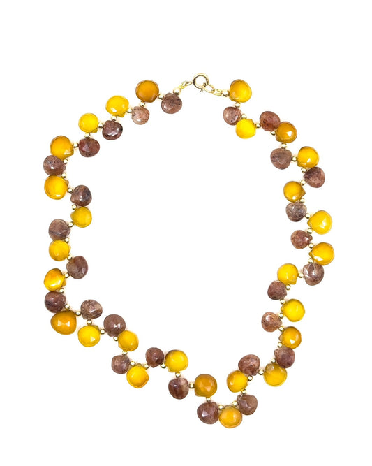 Carnelian and Sunstone Teardrop Necklace