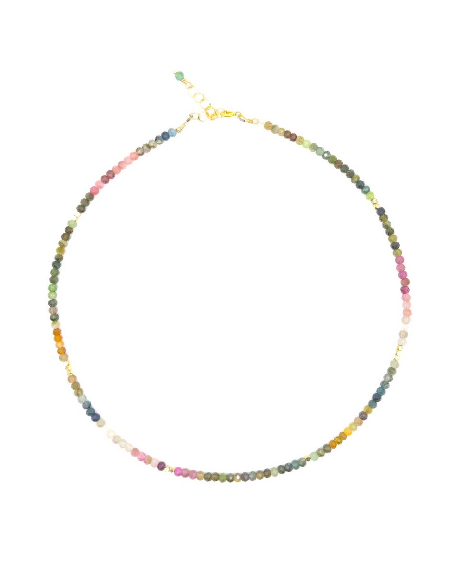 Watermelon Tourmaline Beaded Gemstone Necklace