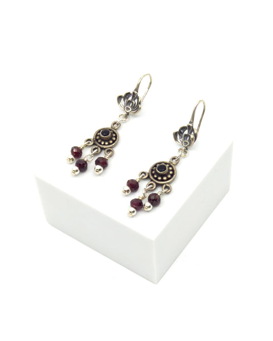 Sterling Silver & Garnet Chandelier Earrings