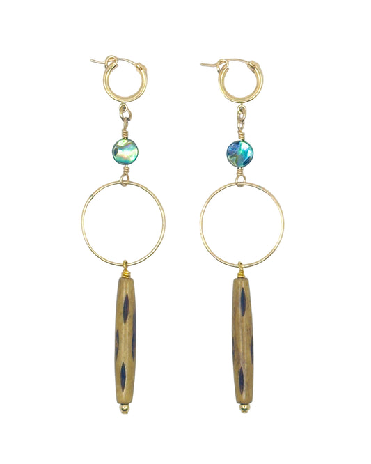 Abalone Shell & Bone Earrings