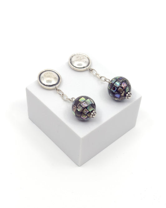 Sterling Silver & Abalone Globe Earrings