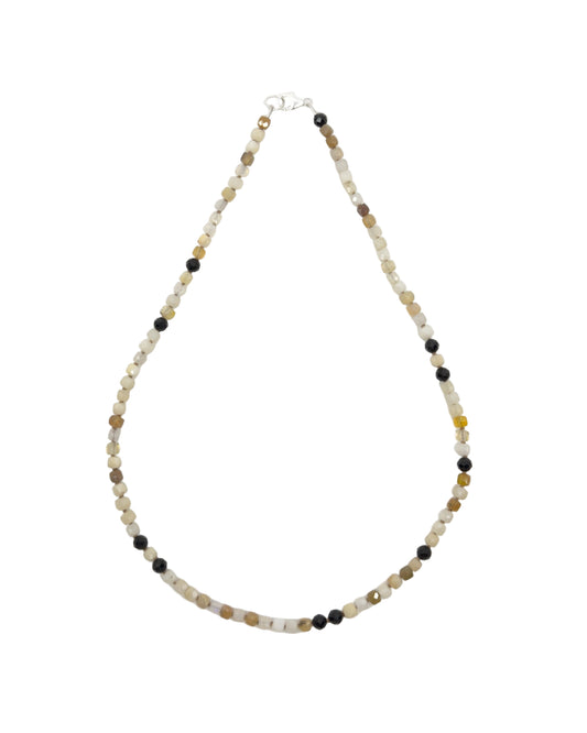 Faceted Opal & Black Spinel Necklace
