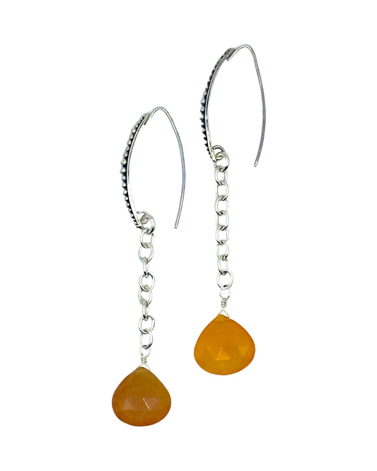 Sterling Silver & Sunstone Drop Earrings