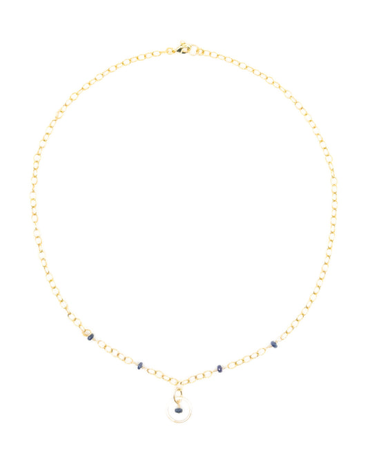 Gold Chain Necklace With Sapphire Accent Stones