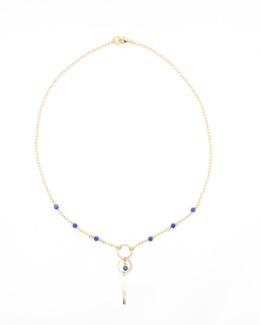 Gold Necklace with Sapphire Accent Stones