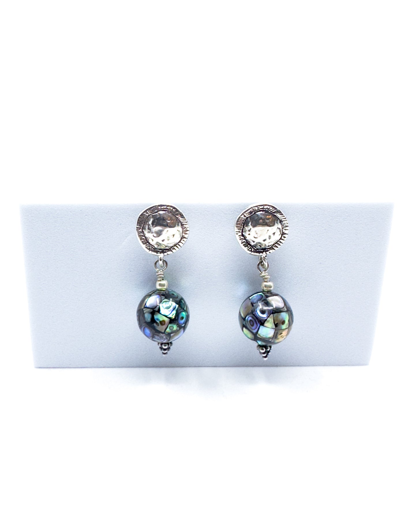 Sterling Silver and Abalone Bead Earrings