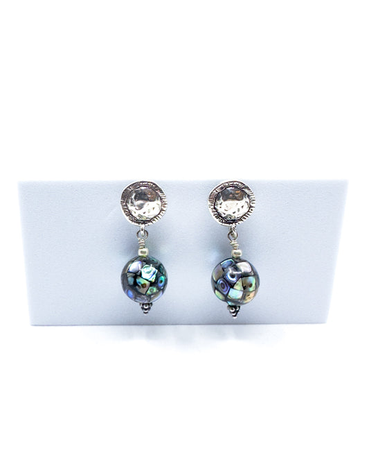 Sterling Silver and Abalone Bead Earrings