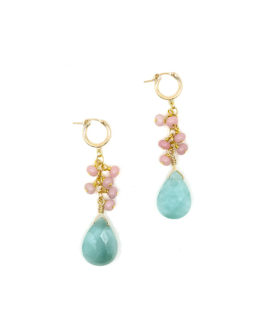 Amazonite and Peruvian Opal Drop Earrings