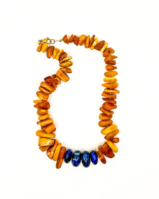 Amber and Lapis Vibrant Necklace