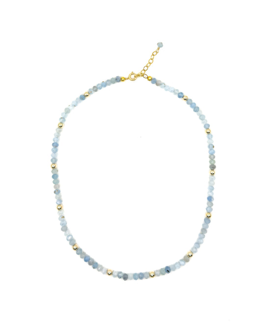 Ice Blue Aquamarine Beaded Necklace