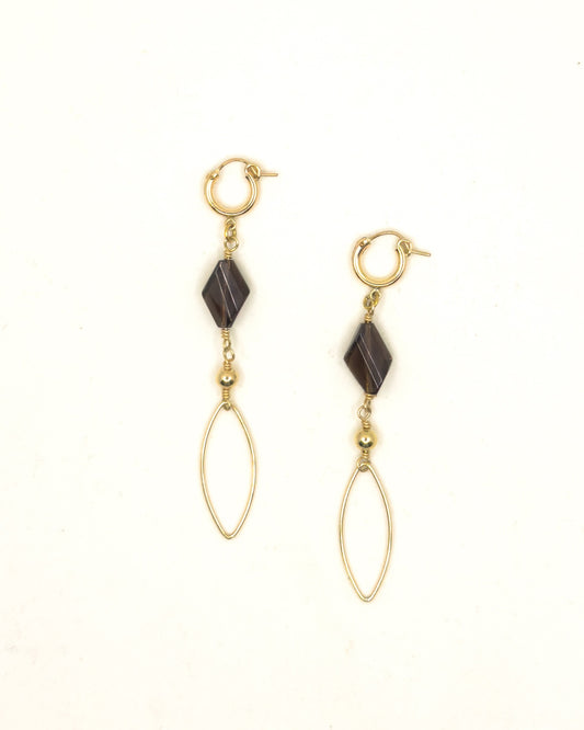 Black Onyx and Gold Drop Earrings