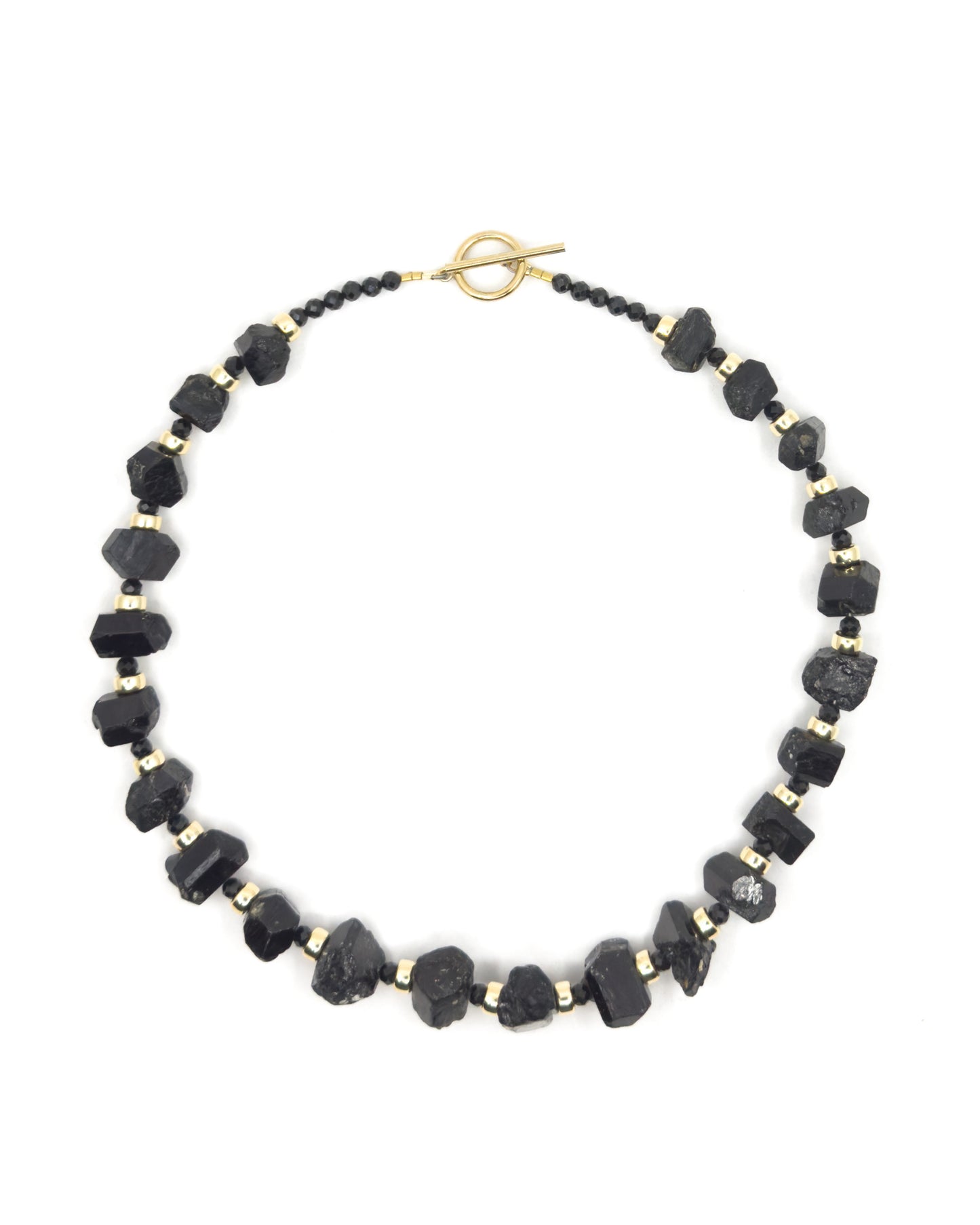 Black Raw Tourmaline Nugget Necklace