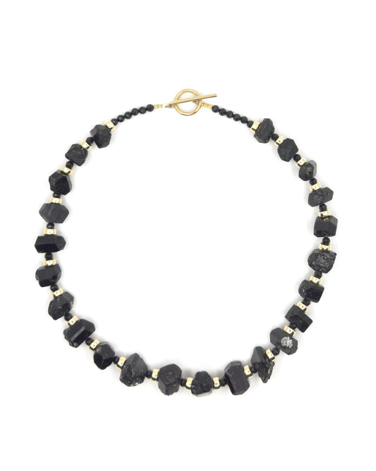 Black Raw Tourmaline Nugget Necklace