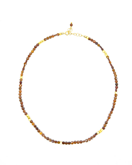 Brown Garnet Gemstone Beaded Necklace