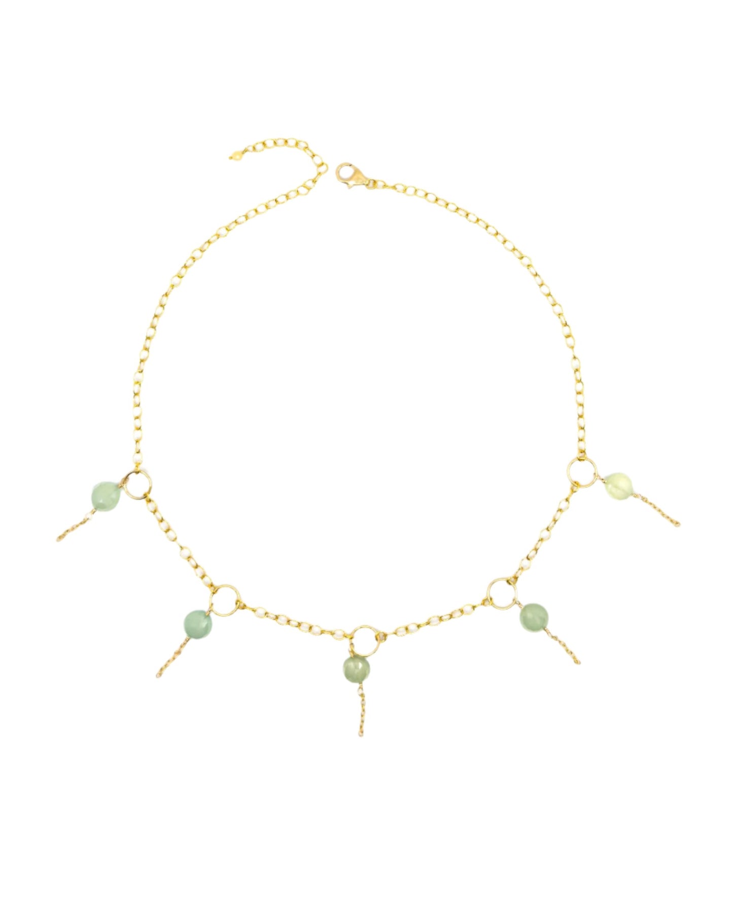 Gold Chain Necklace with Chalcedony Drops