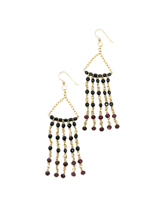Elegant Chandelier Black Spinel Gemstone Earrings
