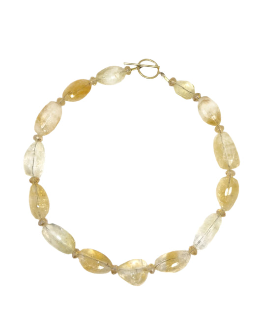 Cool Iced-Lemon and Caramel Toned Citrine Chunky Necklace