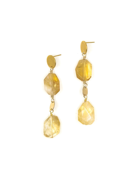 Citrine and Gold Drop Earrings