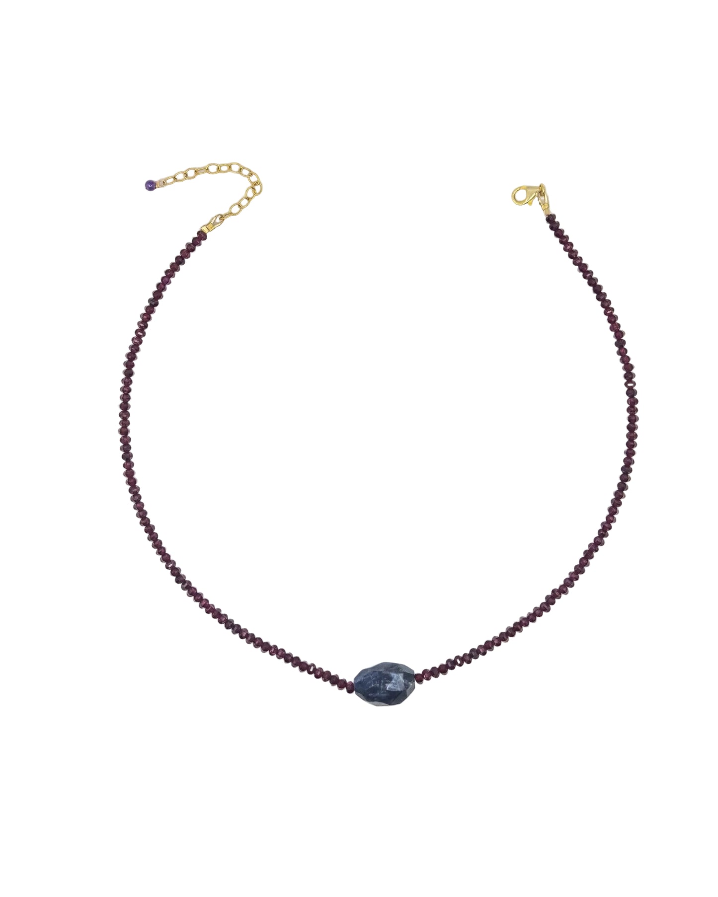 Deep Red Garnet Necklace with Natural Apatite Center Stone