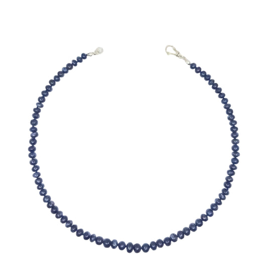 Deep Blue Genuine Sapphire Hand-Knotted Necklace