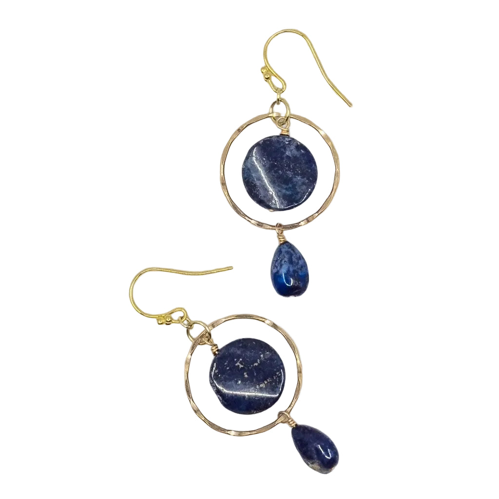 Lapis and Gold Hoop Earrings