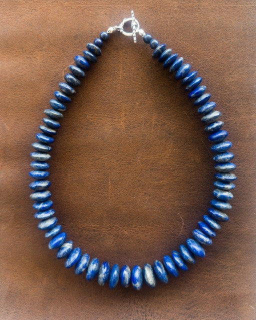 Graduated Lapis Disc Necklace