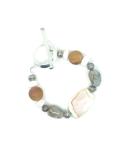 Chunky Opal, Agate and Peach Druzy Bracelet