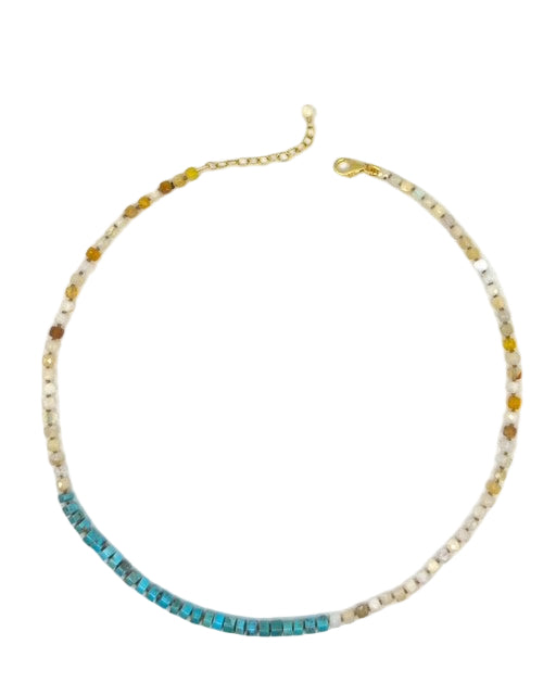 Opal and Kingman Turquoise Hand-Knotted Necklace