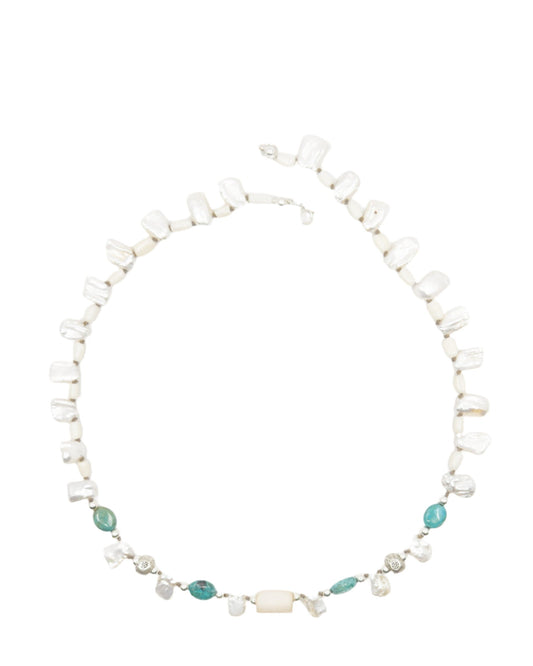 Sea & Land Pearl and Peruvian Opal Necklace