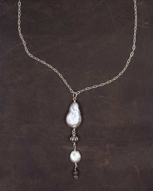 Pearl Drop Dangle on a Sterling Silver Chain