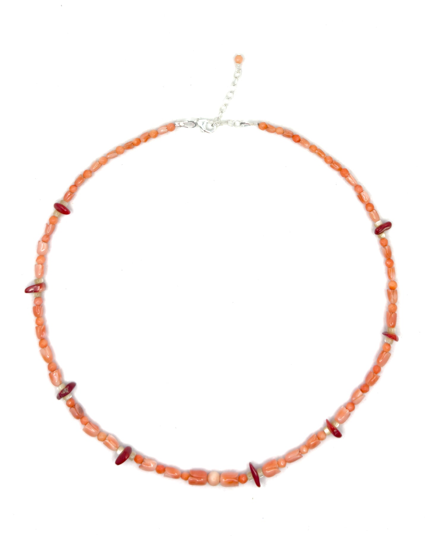 Pink and Red Coral Beach Necklace