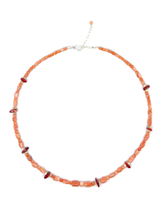 Pink and Red Coral Beach Necklace