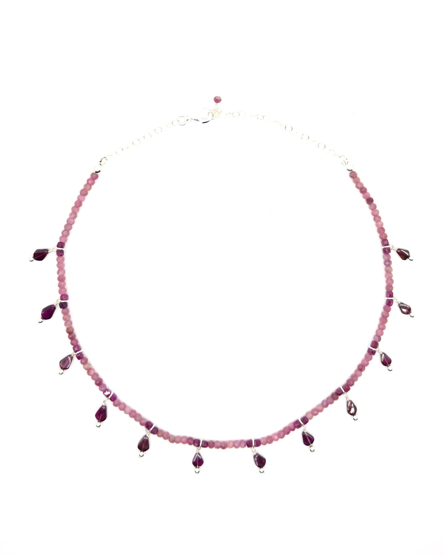 Pink Tourmaline, Ruby, and Garnet Necklace