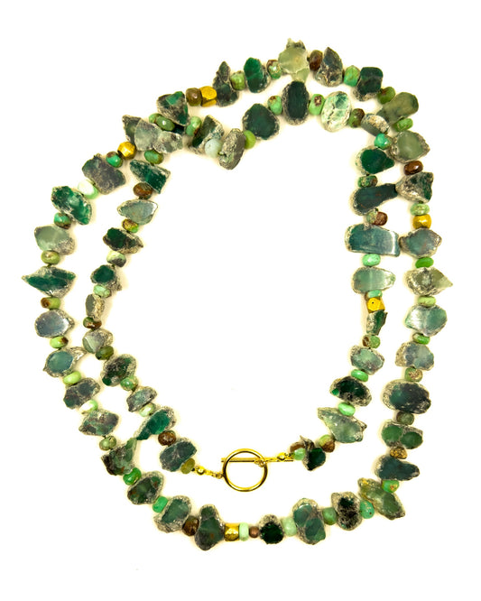 Raw Emerald Double-Wrap Necklace