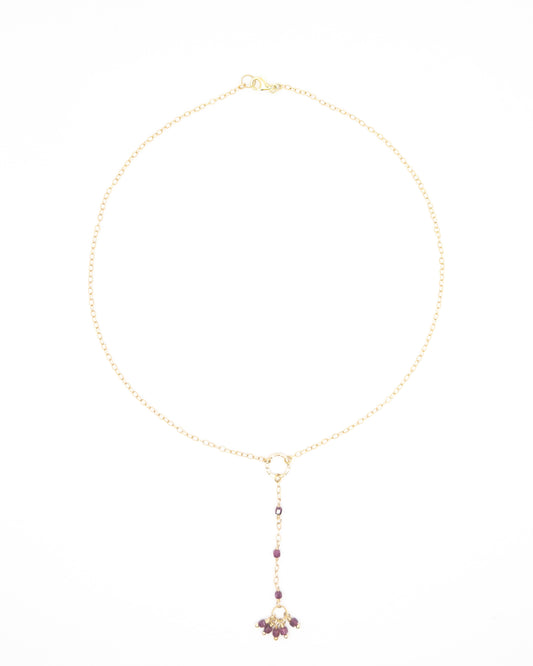 Ruby Drop Gold Necklace