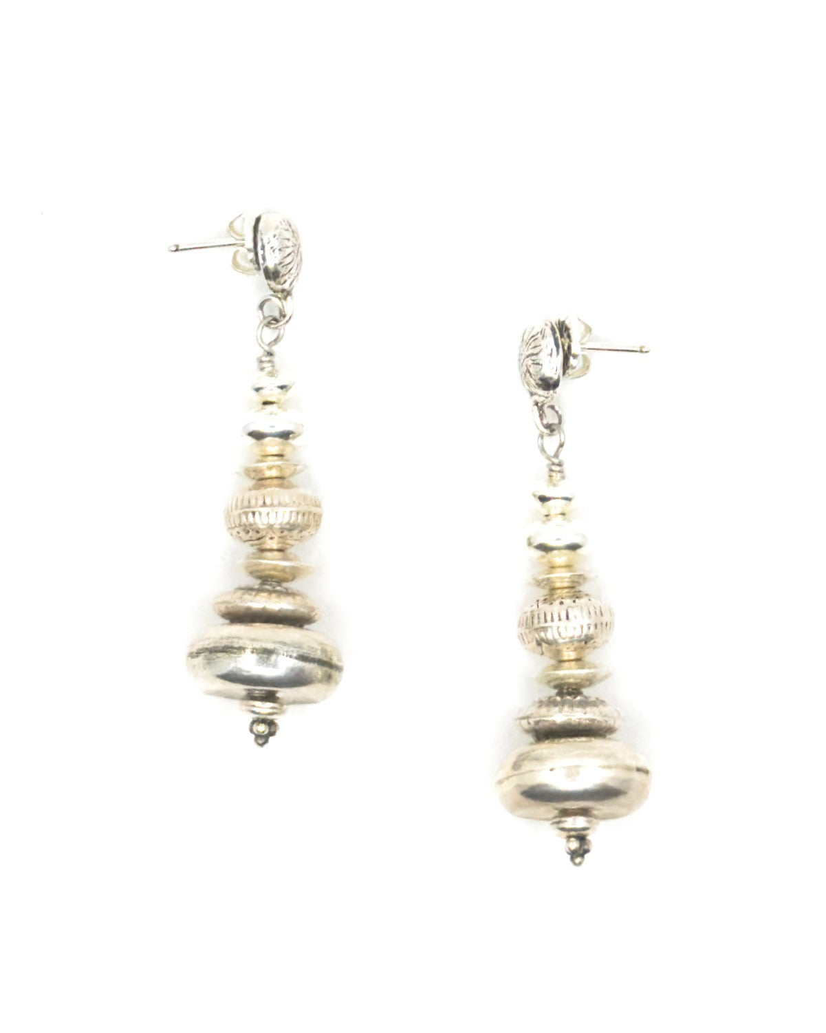 Silver Stacked Drop Earrings