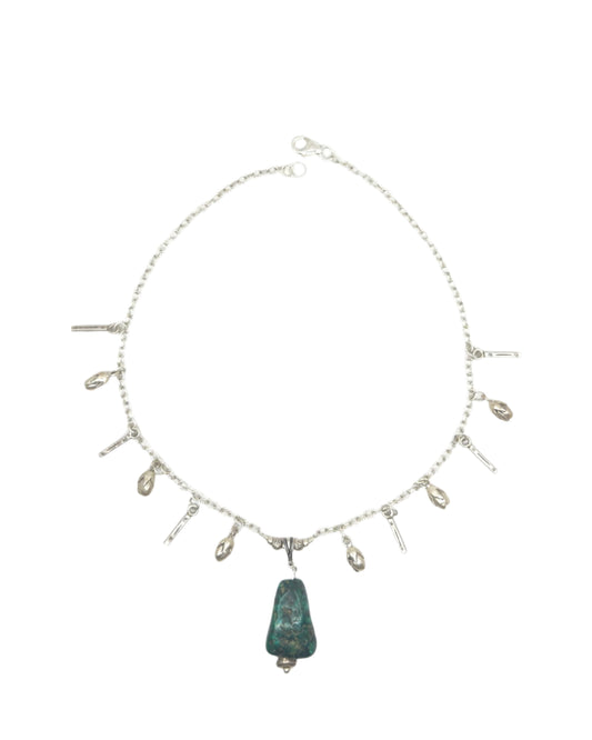 Antique Tibetan Turquoise and Silver Necklace