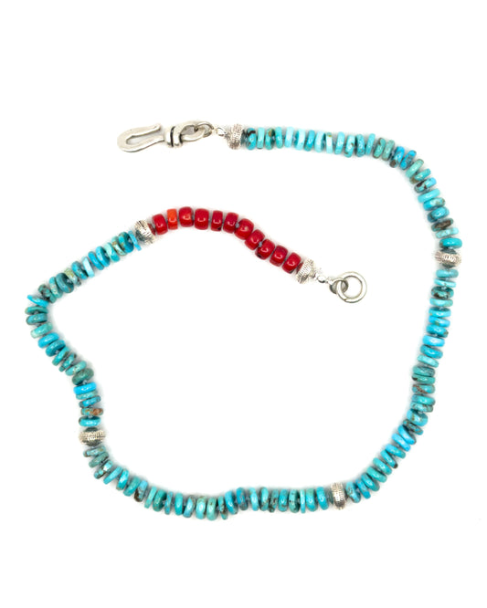 Turquoise and Coral Heshe Necklace