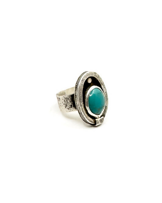 Hand-fabricated Turquoise and Sterling Silver Ring